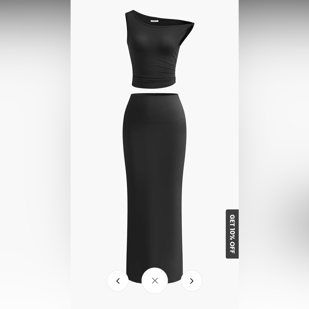 Asymmetrical Neck Ruched Top & Split Maxi Skirt Set - New with Tags - Picture 5 of 5